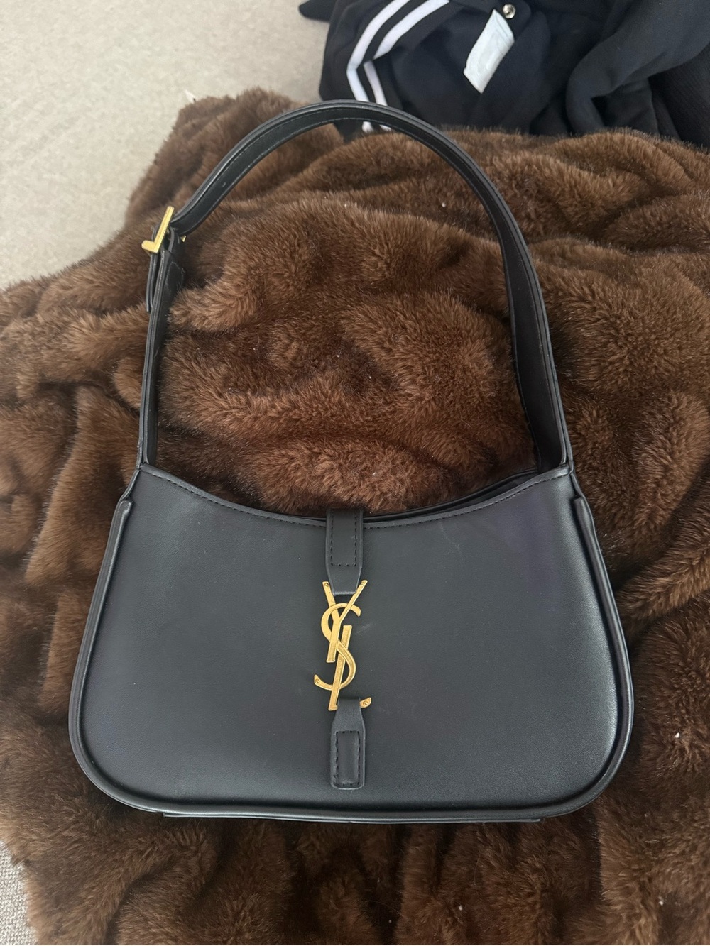 YSL Black Shoulder Bag with Gold YSL Monogram